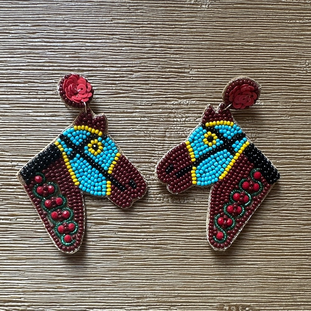 Colorful Beaded Horse Earrings